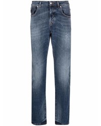 dunkelblaue Jeans mit Destroyed-Effekten von John Richmond