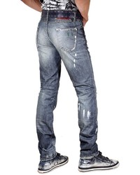 dunkelblaue Jeans mit Destroyed-Effekten von KINGZ