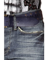 dunkelblaue Jeans mit Destroyed-Effekten von KINGZ