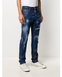 dunkelblaue Jeans mit Destroyed-Effekten von DSQUARED2