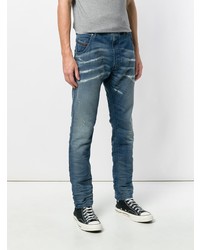 dunkelblaue Jeans mit Destroyed-Effekten von Diesel