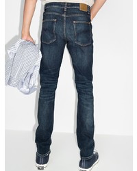 dunkelblaue Jeans mit Destroyed-Effekten von Nudie Jeans