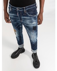 dunkelblaue Jeans mit Destroyed-Effekten von DSQUARED2