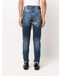 dunkelblaue Jeans mit Destroyed-Effekten von John Richmond