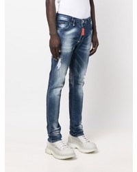 dunkelblaue Jeans mit Destroyed-Effekten von Philipp Plein