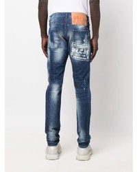 dunkelblaue Jeans mit Destroyed-Effekten von Philipp Plein