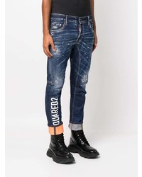 dunkelblaue Jeans mit Destroyed-Effekten von DSQUARED2