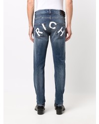 dunkelblaue Jeans mit Destroyed-Effekten von John Richmond