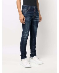 dunkelblaue Jeans mit Destroyed-Effekten von DSQUARED2