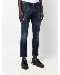 dunkelblaue Jeans mit Destroyed-Effekten von Philipp Plein