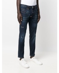 dunkelblaue Jeans mit Destroyed-Effekten von Philipp Plein