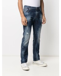 dunkelblaue Jeans mit Destroyed-Effekten von John Richmond