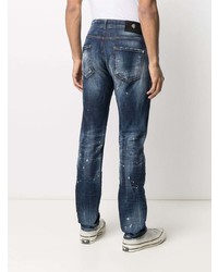 dunkelblaue Jeans mit Destroyed-Effekten von John Richmond