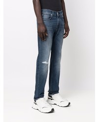 dunkelblaue Jeans mit Destroyed-Effekten von Versace