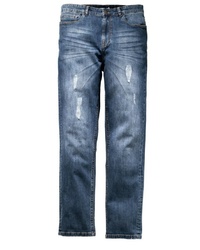dunkelblaue Jeans mit Destroyed-Effekten von MEN PLUS BY HAPPY SIZE