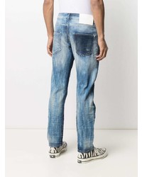 dunkelblaue Jeans mit Destroyed-Effekten von John Richmond