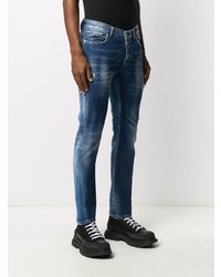 dunkelblaue Jeans mit Destroyed-Effekten von John Richmond