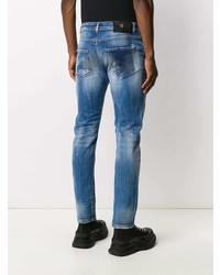 dunkelblaue Jeans mit Destroyed-Effekten von John Richmond