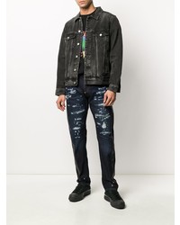 dunkelblaue Jeans mit Destroyed-Effekten von Philipp Plein