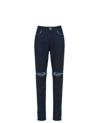 dunkelblaue Jeans mit Destroyed-Effekten von Olympiah