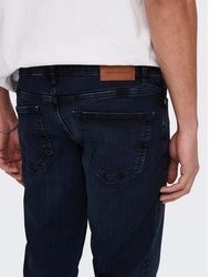 dunkelblaue Jeans mit Destroyed-Effekten von ONLY & SONS
