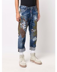 dunkelblaue Jeans mit Destroyed-Effekten von DSQUARED2