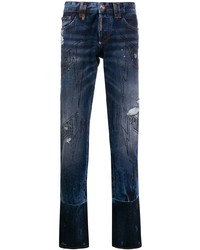 dunkelblaue Jeans mit Destroyed-Effekten von Philipp Plein