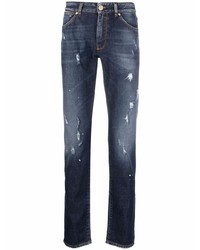 dunkelblaue Jeans mit Destroyed-Effekten von Pt05