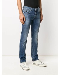 dunkelblaue Jeans mit Destroyed-Effekten von John Richmond