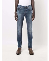 dunkelblaue Jeans mit Destroyed-Effekten von John Richmond