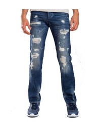 dunkelblaue Jeans mit Destroyed-Effekten von Redbridge