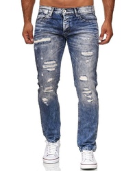 dunkelblaue Jeans mit Destroyed-Effekten von Redbridge