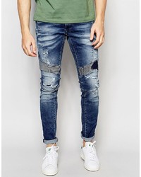 dunkelblaue Jeans mit Destroyed-Effekten von Replay