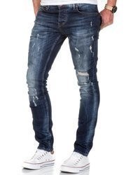 dunkelblaue Jeans mit Destroyed-Effekten von REPUBLIX