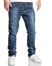 dunkelblaue Jeans mit Destroyed-Effekten von REPUBLIX