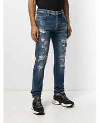 dunkelblaue Jeans mit Destroyed-Effekten von Philipp Plein