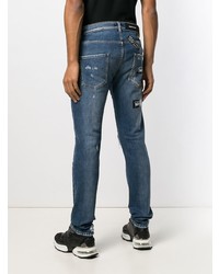 dunkelblaue Jeans mit Destroyed-Effekten von Philipp Plein