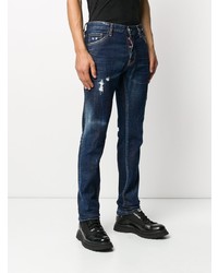 dunkelblaue Jeans mit Destroyed-Effekten von DSQUARED2