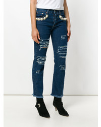 dunkelblaue Jeans mit Destroyed-Effekten von Forte Dei Marmi Couture