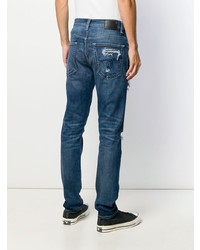 dunkelblaue Jeans mit Destroyed-Effekten von R13