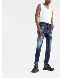 dunkelblaue Jeans mit Destroyed-Effekten von DSQUARED2