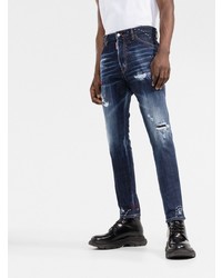 dunkelblaue Jeans mit Destroyed-Effekten von DSQUARED2