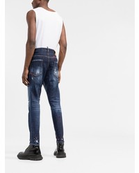 dunkelblaue Jeans mit Destroyed-Effekten von DSQUARED2