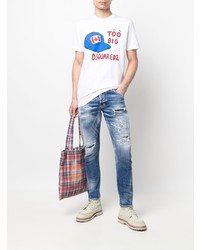 dunkelblaue Jeans mit Destroyed-Effekten von DSQUARED2