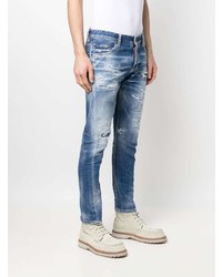 dunkelblaue Jeans mit Destroyed-Effekten von DSQUARED2