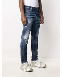 dunkelblaue Jeans mit Destroyed-Effekten von DSQUARED2