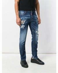 dunkelblaue Jeans mit Destroyed-Effekten von DSQUARED2