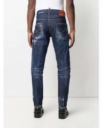 dunkelblaue Jeans mit Destroyed-Effekten von DSQUARED2