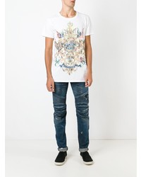 dunkelblaue Jeans mit Destroyed-Effekten von Balmain