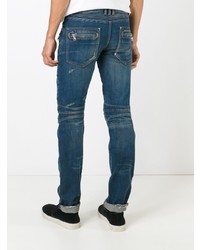 dunkelblaue Jeans mit Destroyed-Effekten von Balmain